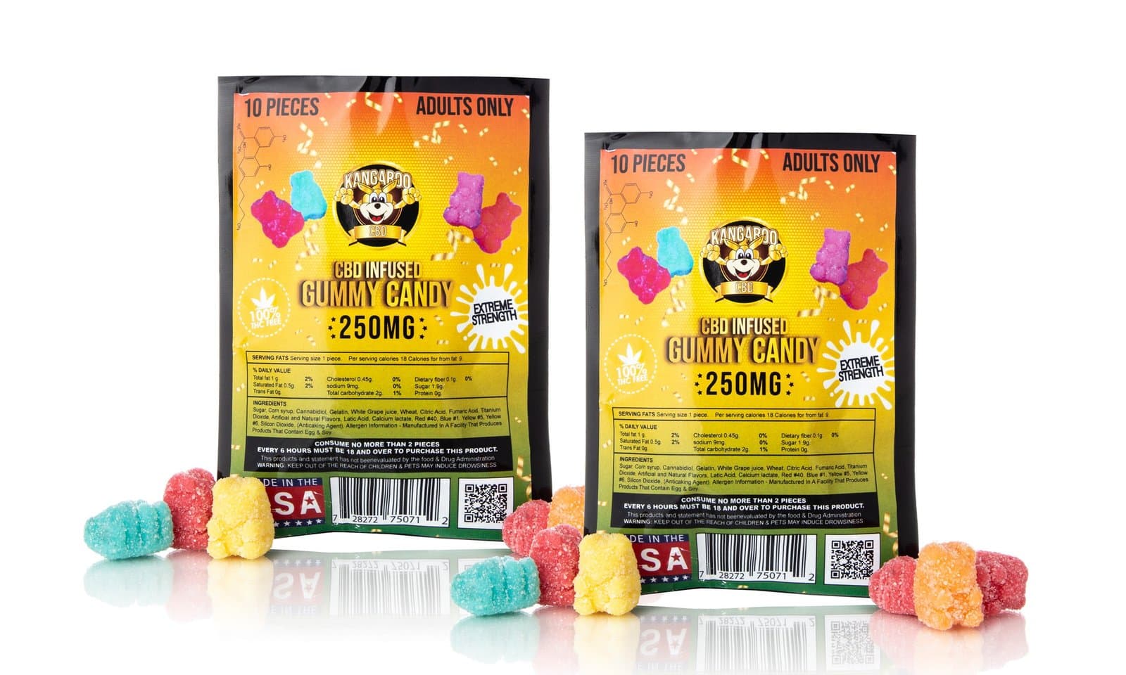 Kangaroo  CBD Gummies 250MG Pouch - Gummy Sour Bears