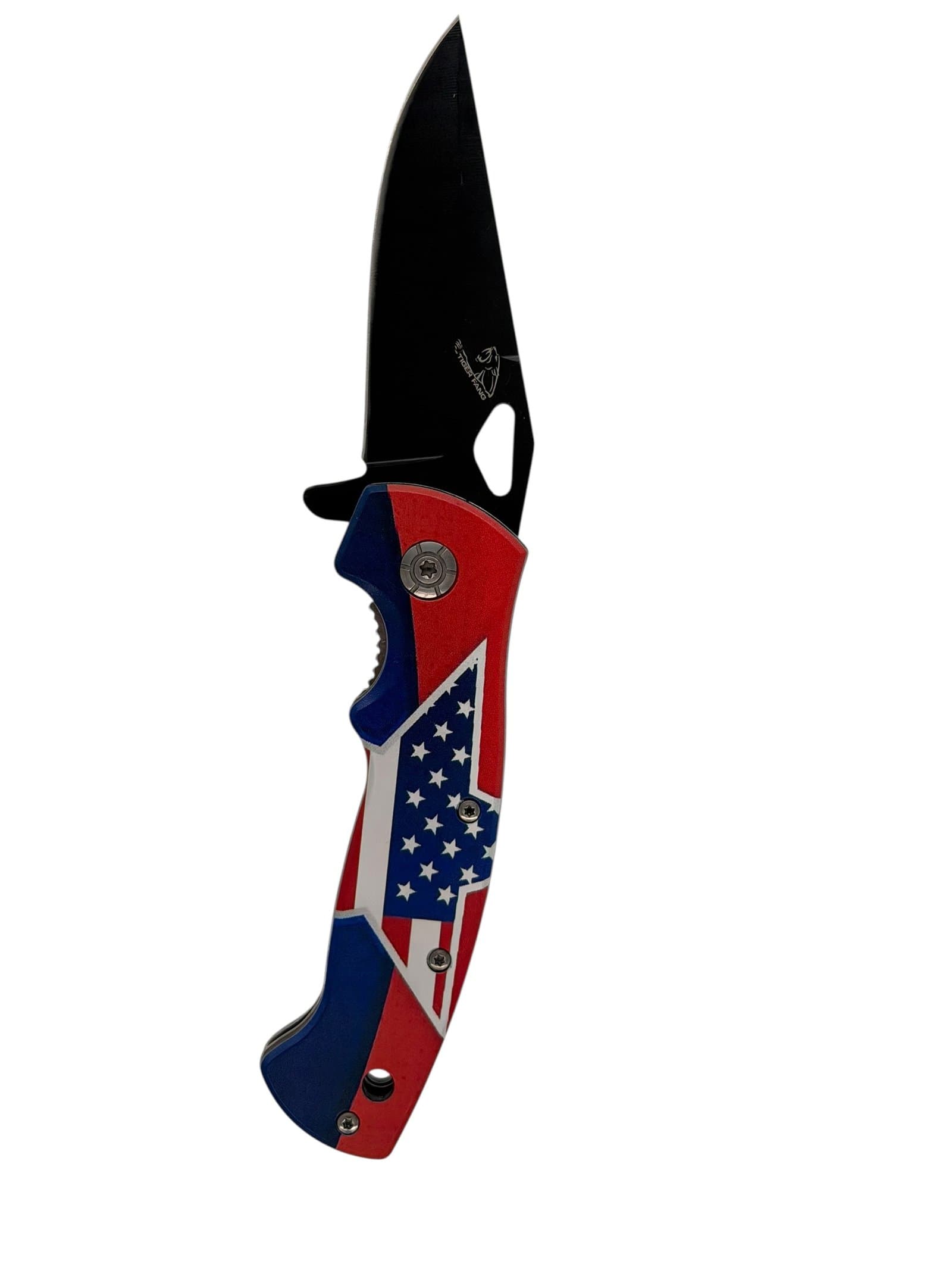 Tiger Fang American Flag Folding Pocket Knife – Black Blade